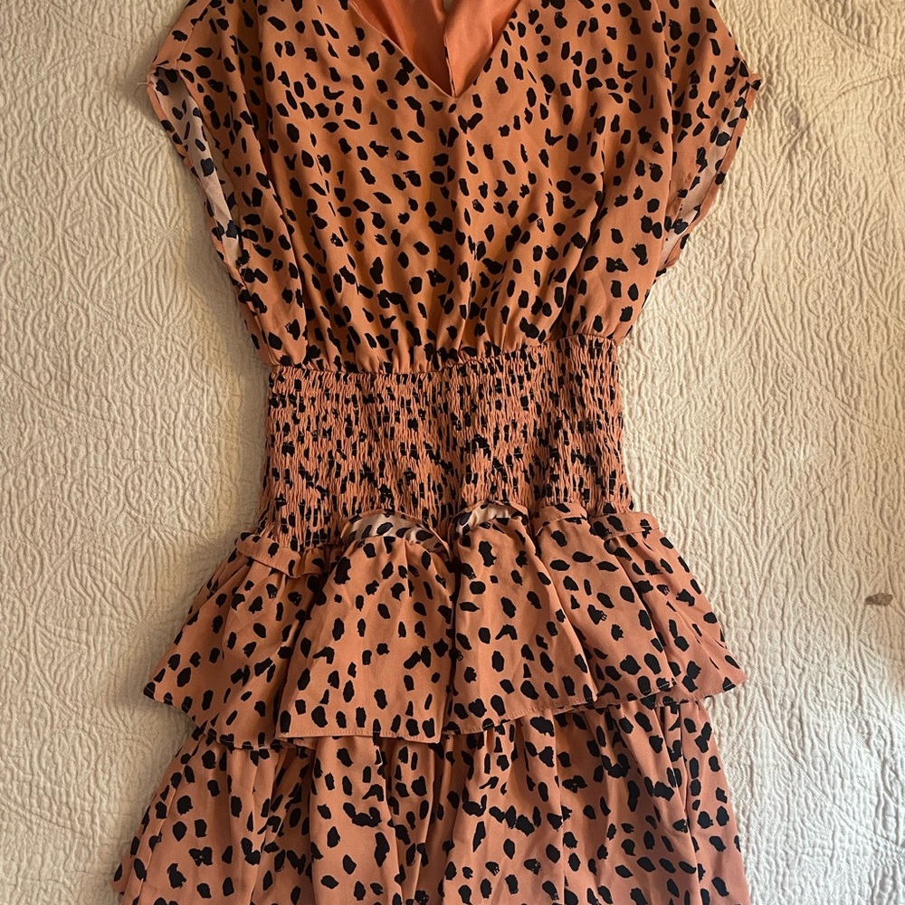 Leopard Print Smocked Dress